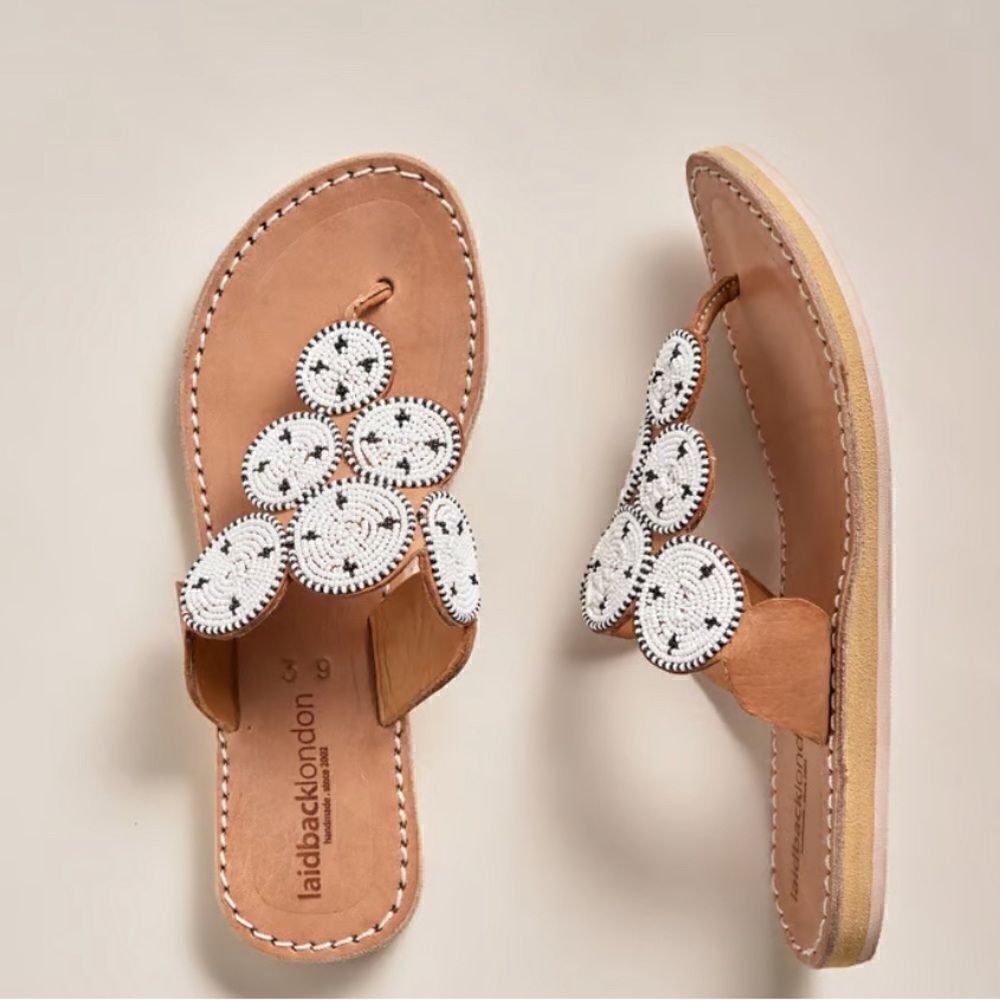 LAIDBACK LONDON Pemba Sandals NEW IN BOX Size 5 beaded leather